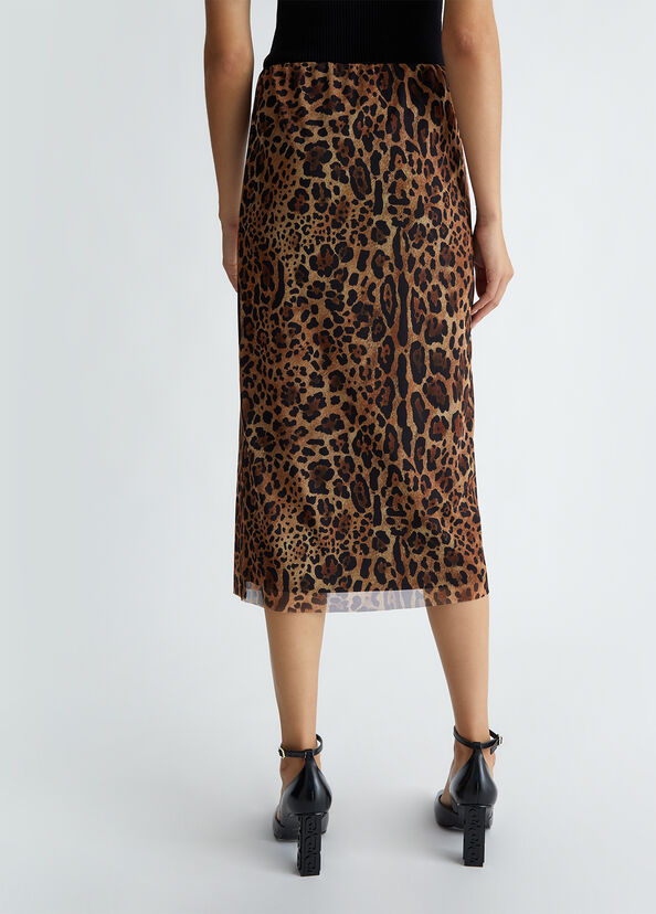 Liu Jo Gonna midi in tulle animalier Sottocosto