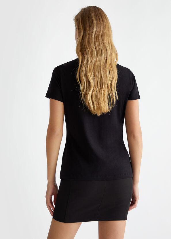Liu Jo T-shirt in cotone con strass In Linea