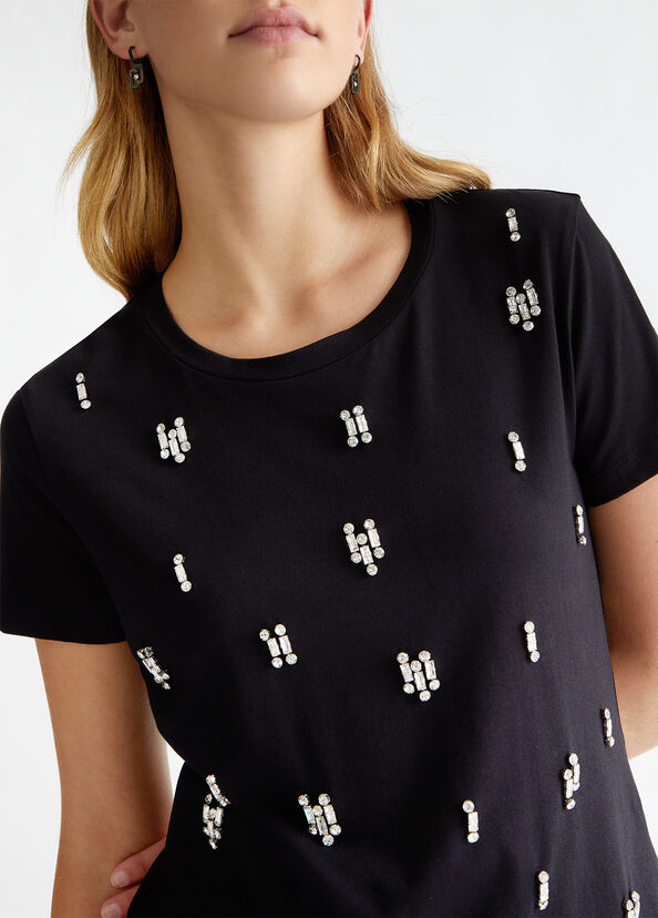 Liu Jo T-shirt in cotone con strass In Linea
