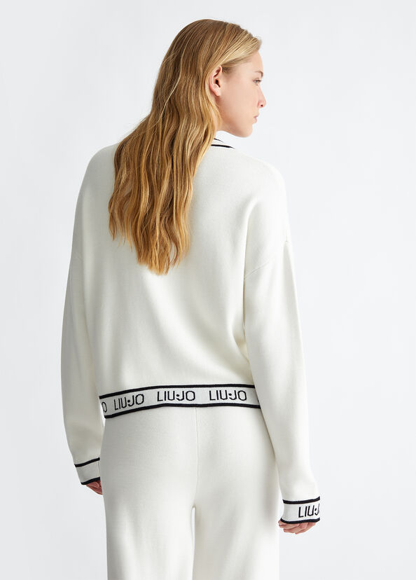 Liu Jo Maglia in misto seta con logo Qualità Garantita