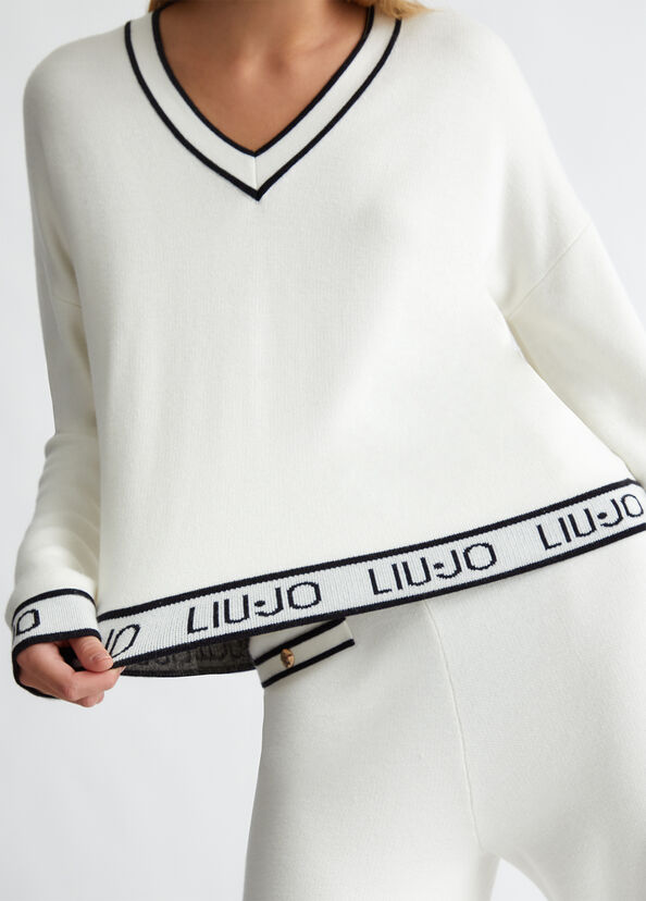 Liu Jo Maglia in misto seta con logo Qualità Garantita