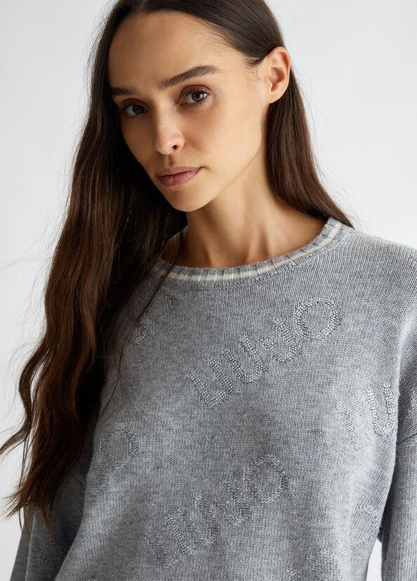 Liu Jo Maglia in misto lana con logo Outlet