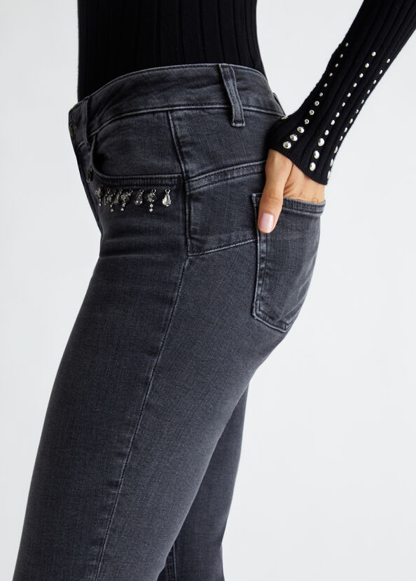 Liu Jo Jeans skinny bottom up con strass Nuovo