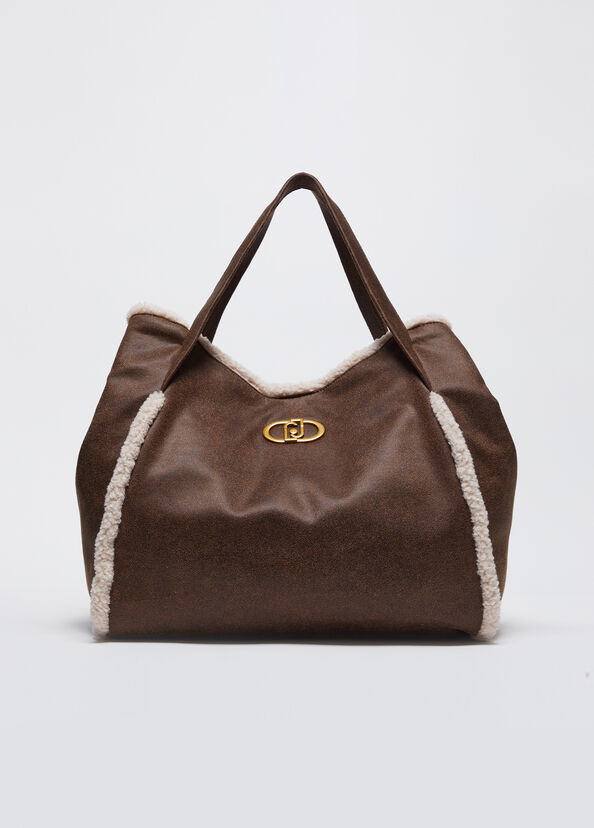 Liu Jo Shopping bag in tessuto spalmato con pochette Sconti VIP