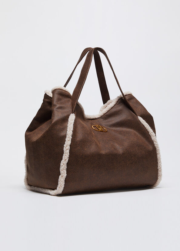 Liu Jo Shopping bag in tessuto spalmato con pochette Sconti VIP