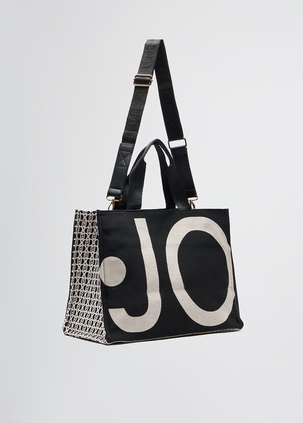 Liu Jo Borsa tote monogram jacquard nera In Saldo
