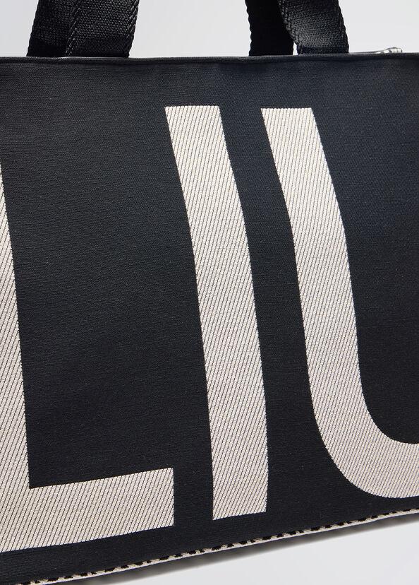 Liu Jo Borsa tote monogram jacquard nera In Saldo