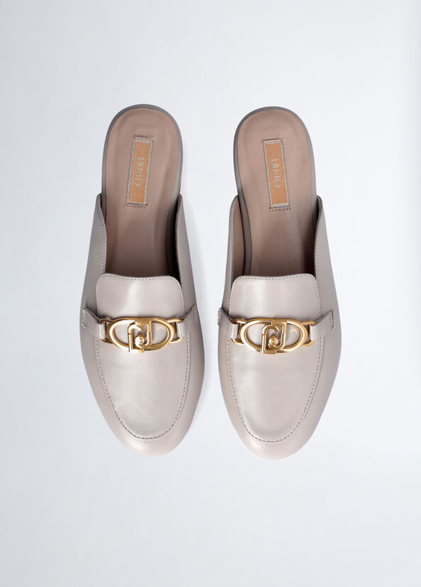 Liu Jo Slippers in pelle con logo Saldi