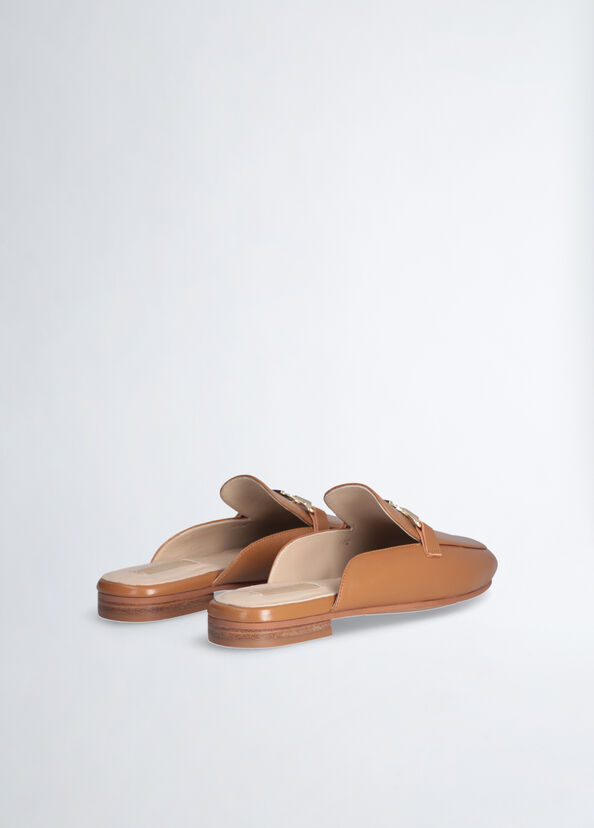 Liu Jo Slippers in pelle con logo Offerte
