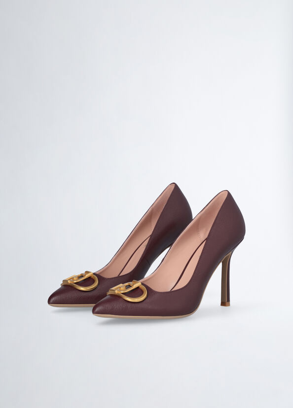 Liu Jo Décolleté bordeaux con maxi logo Online Outlet