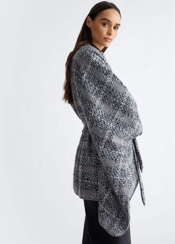 Liu Jo Poncho pied de poule con cintura Solo un giorno rimasto