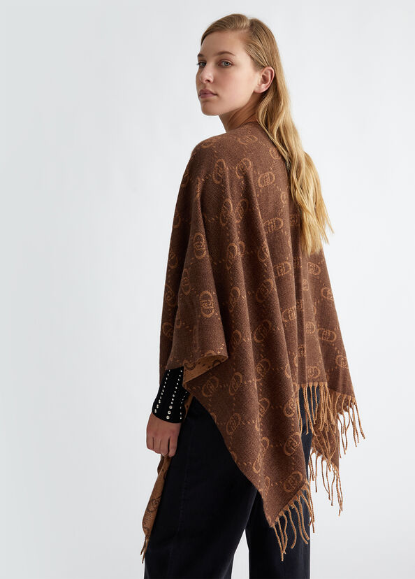 Liu Jo Poncho con logo monogram jacquard Trasporto libero internazionale