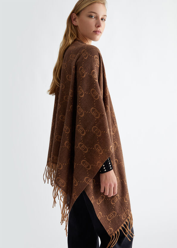 Liu Jo Poncho con logo monogram jacquard Trasporto libero internazionale