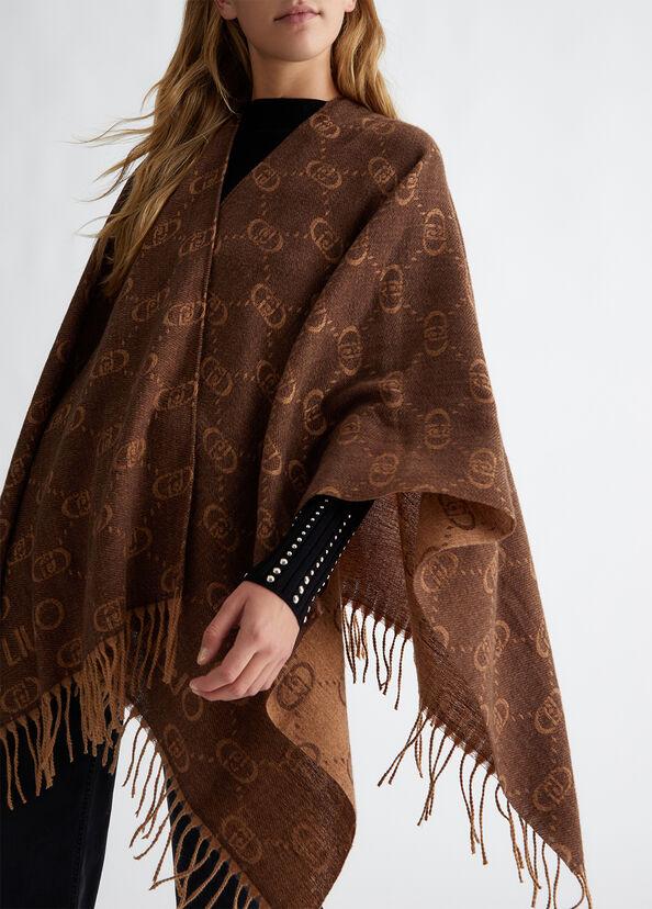 Liu Jo Poncho con logo monogram jacquard Trasporto libero internazionale