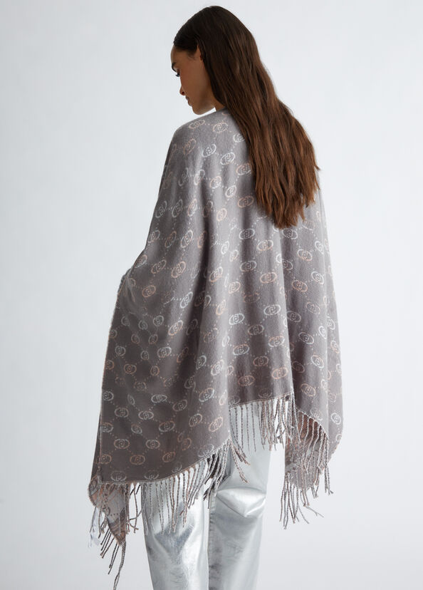 Liu Jo Poncho con logo jacquard Officina