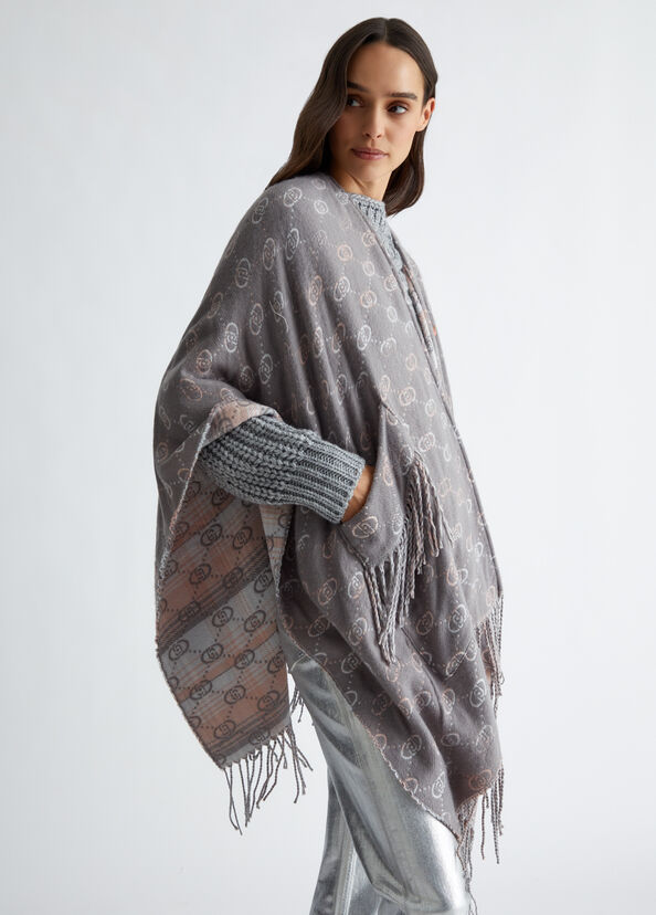 Liu Jo Poncho con logo jacquard Officina