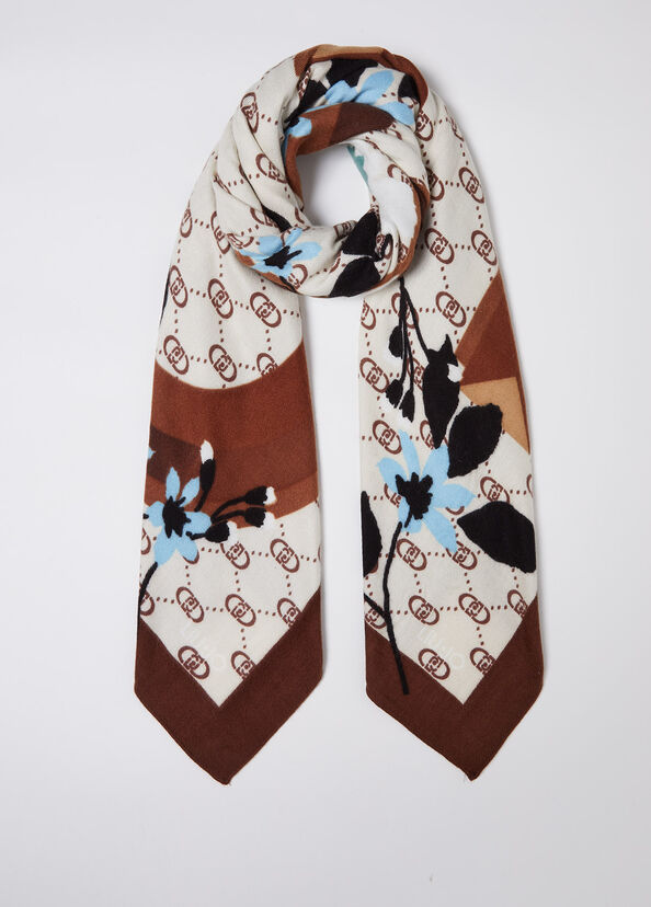 Liu Jo Foulard floreale con logo Spedizione Gratuita
