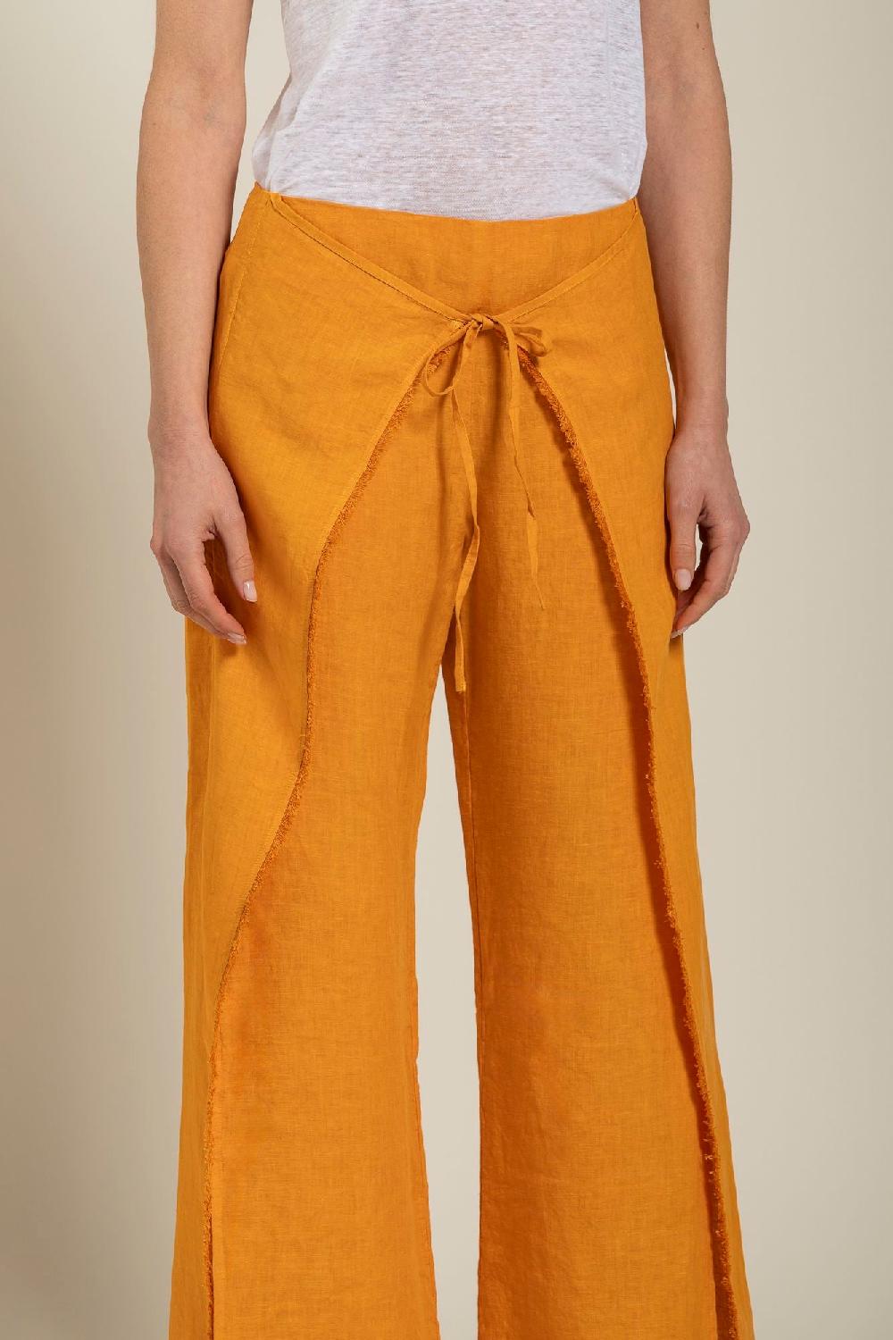 ﻿120% Lino Long Wrap Pant With Drawstring Italia