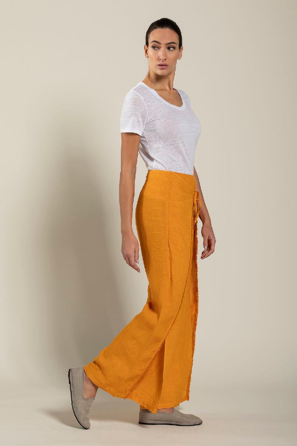 ﻿120% Lino Long Wrap Pant With Drawstring Italia
