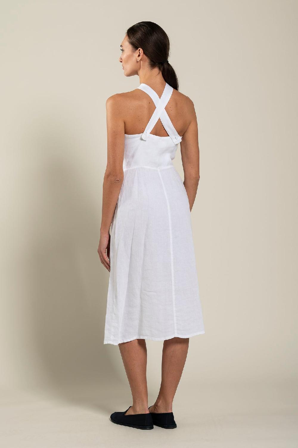 120% Lino Woman Crossover Neck Dress Novità