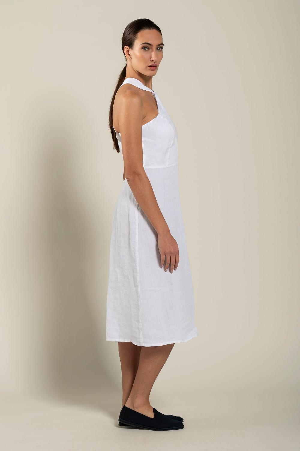 120% Lino Woman Crossover Neck Dress Novità