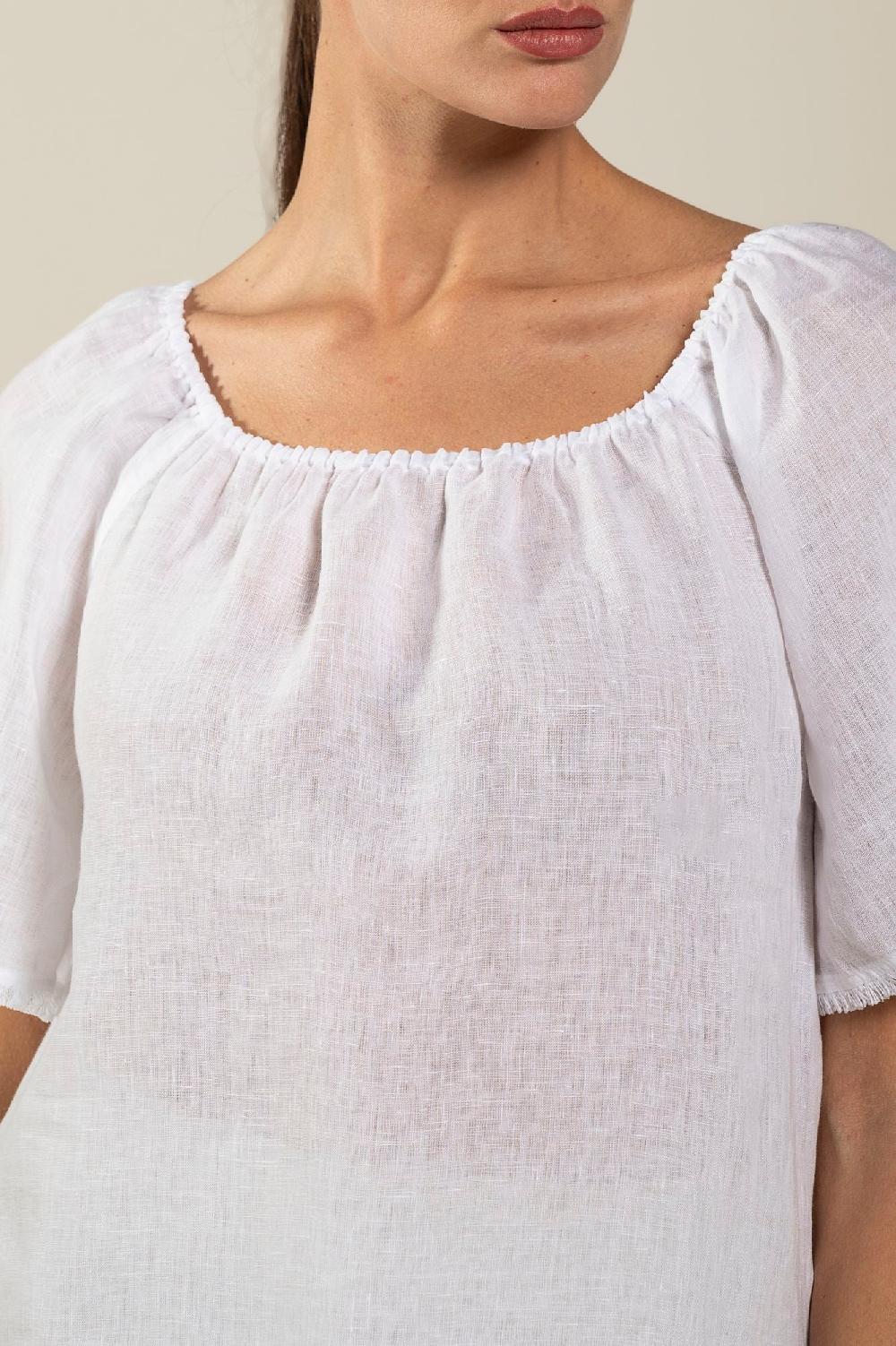 120% Lino Short Sleeve Woman Blouse Economico