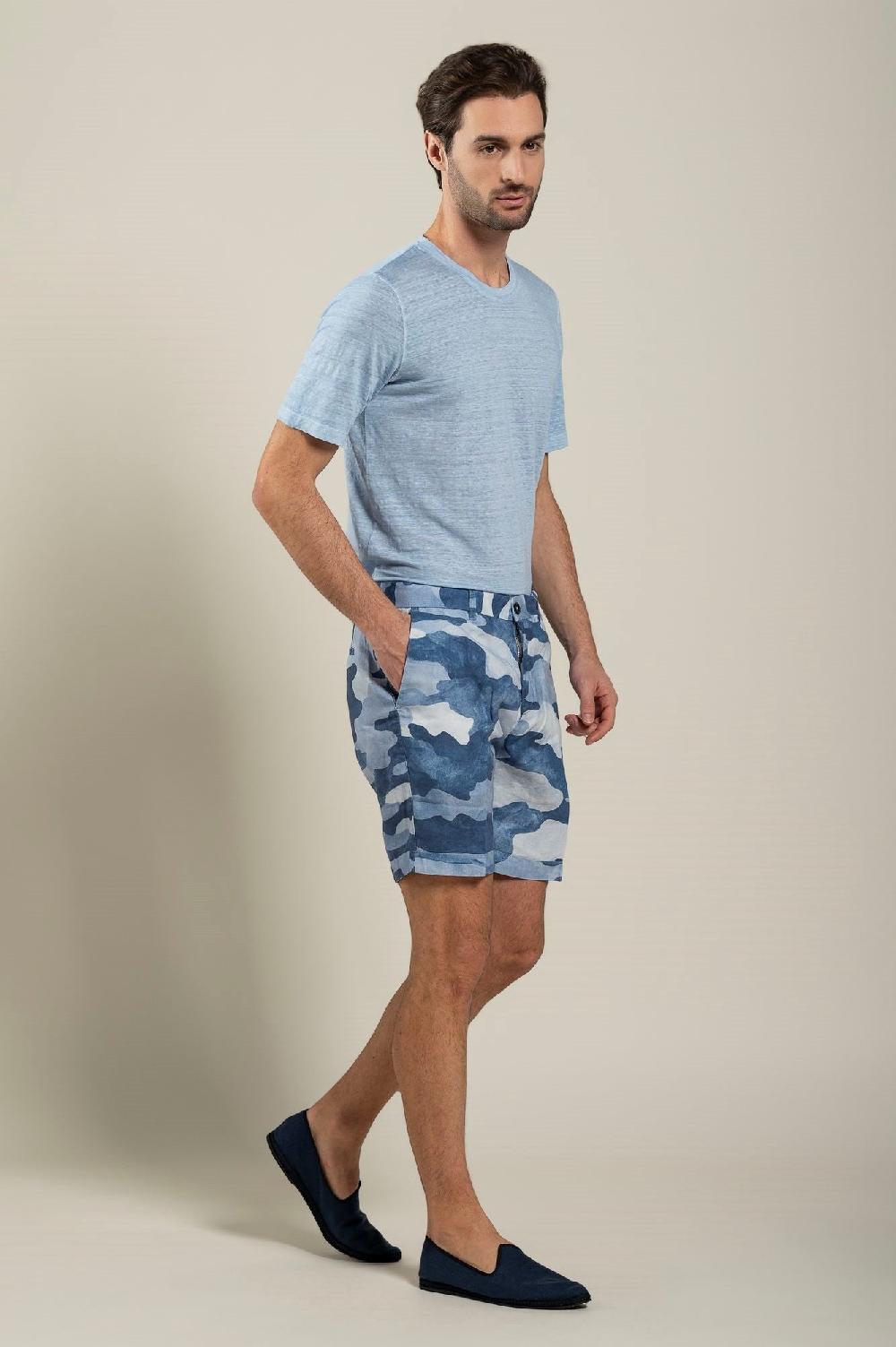 120% Lino Camo Bermuda Short Vendita Economica
