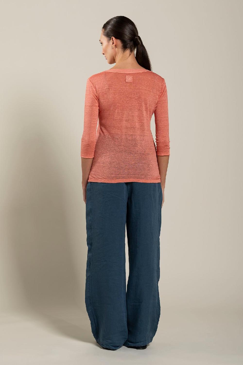 120% Lino Long Sleeve Women T-Shirt Saldi Di Fabbrica