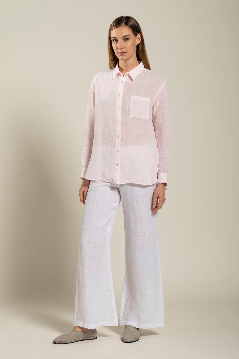 120% Lino Long Sleeve Woman Classic Shirt With Pocket I Più Venduti