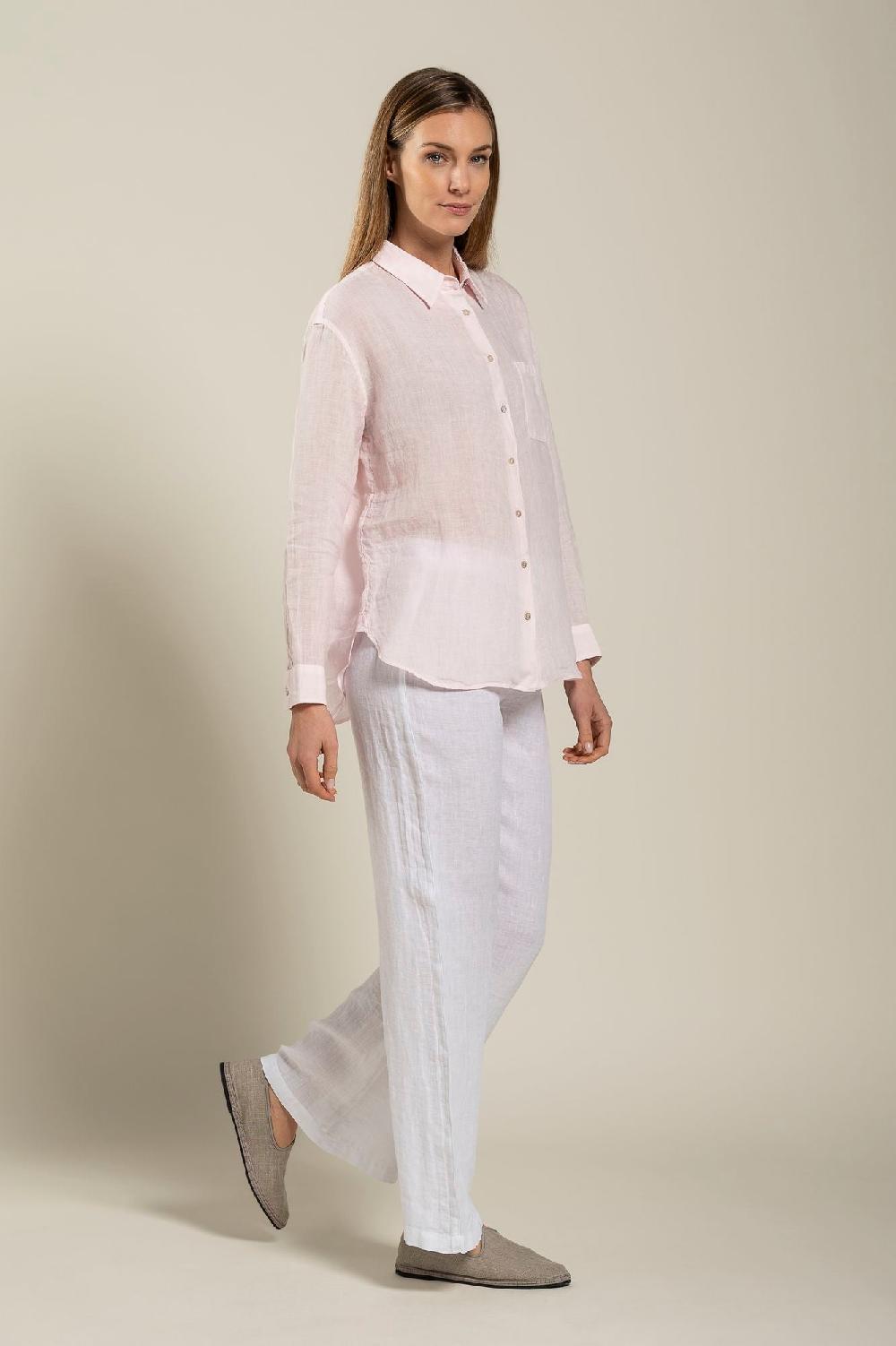 120% Lino Long Sleeve Woman Classic Shirt With Pocket I Più Venduti