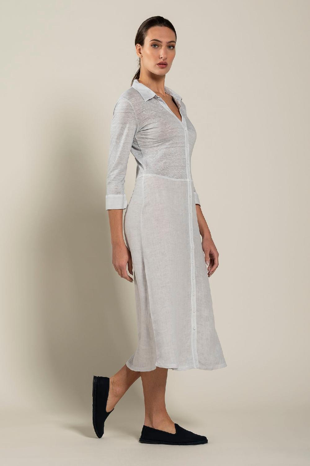 120% Lino Long Sleeve Woman Dress In Saldo