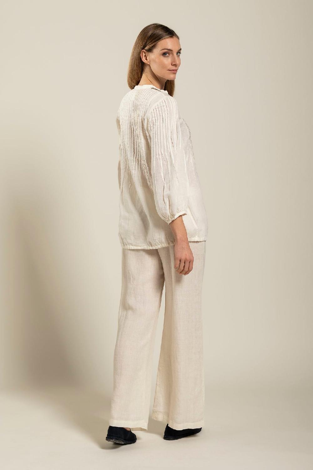 120% Lino Long Sleeve Blouse With Sequin Detail In Linea