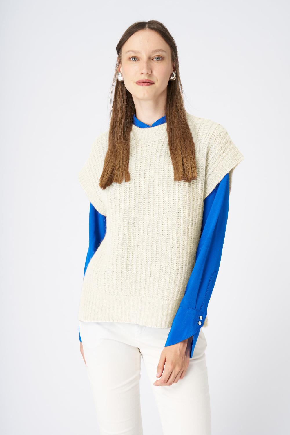 120% Lino Cashmere Blend Vest Nuovo