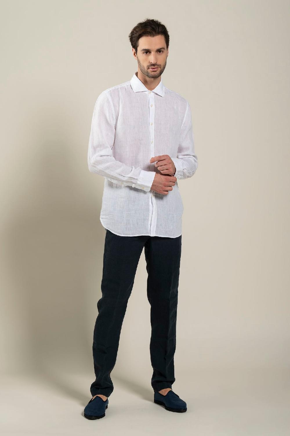 120% Lino Long Sleeve Slim Fit Shirt Pezzi Unici