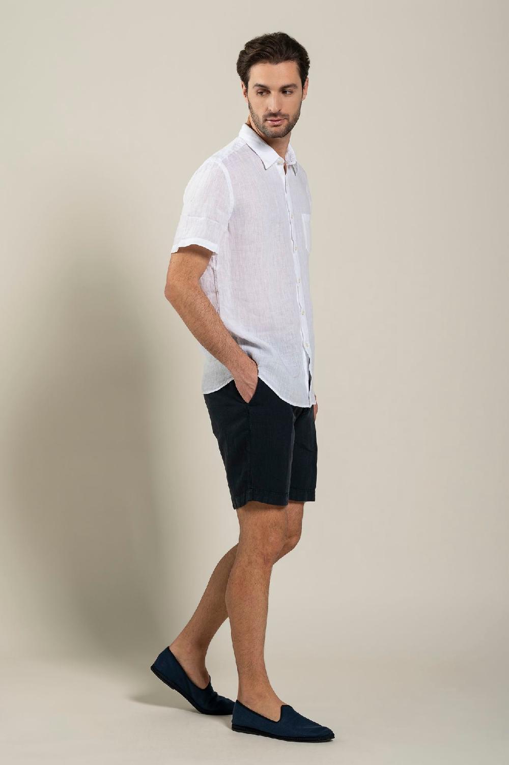 120% Lino Short Sleeve Regular Fit Man Shirt With Pocket