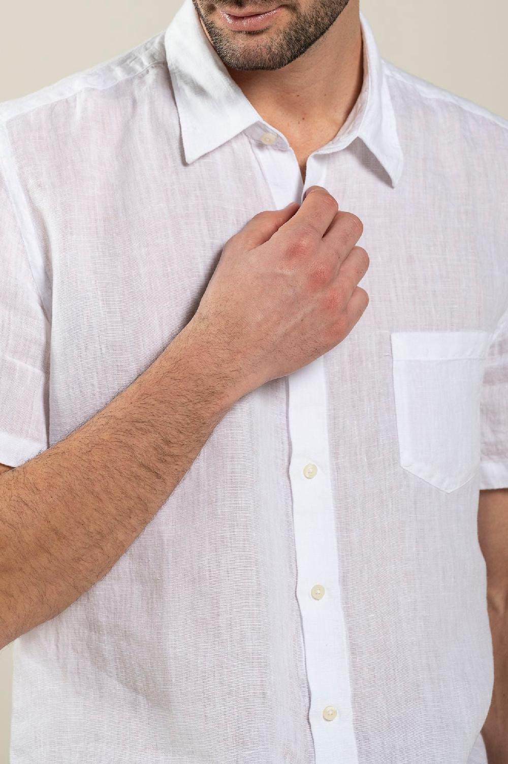 120% Lino Short Sleeve Regular Fit Man Shirt With Pocket Qualità Garantita