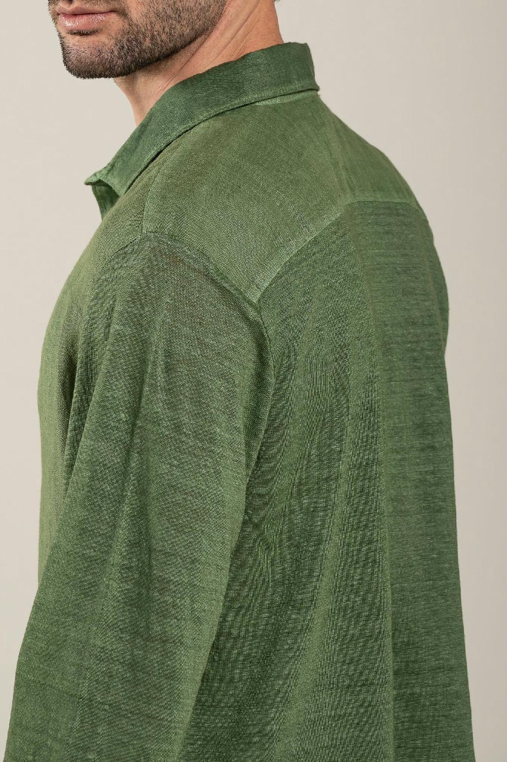 120% Lino Long Sleeve Man Shirt Consegna Veloce