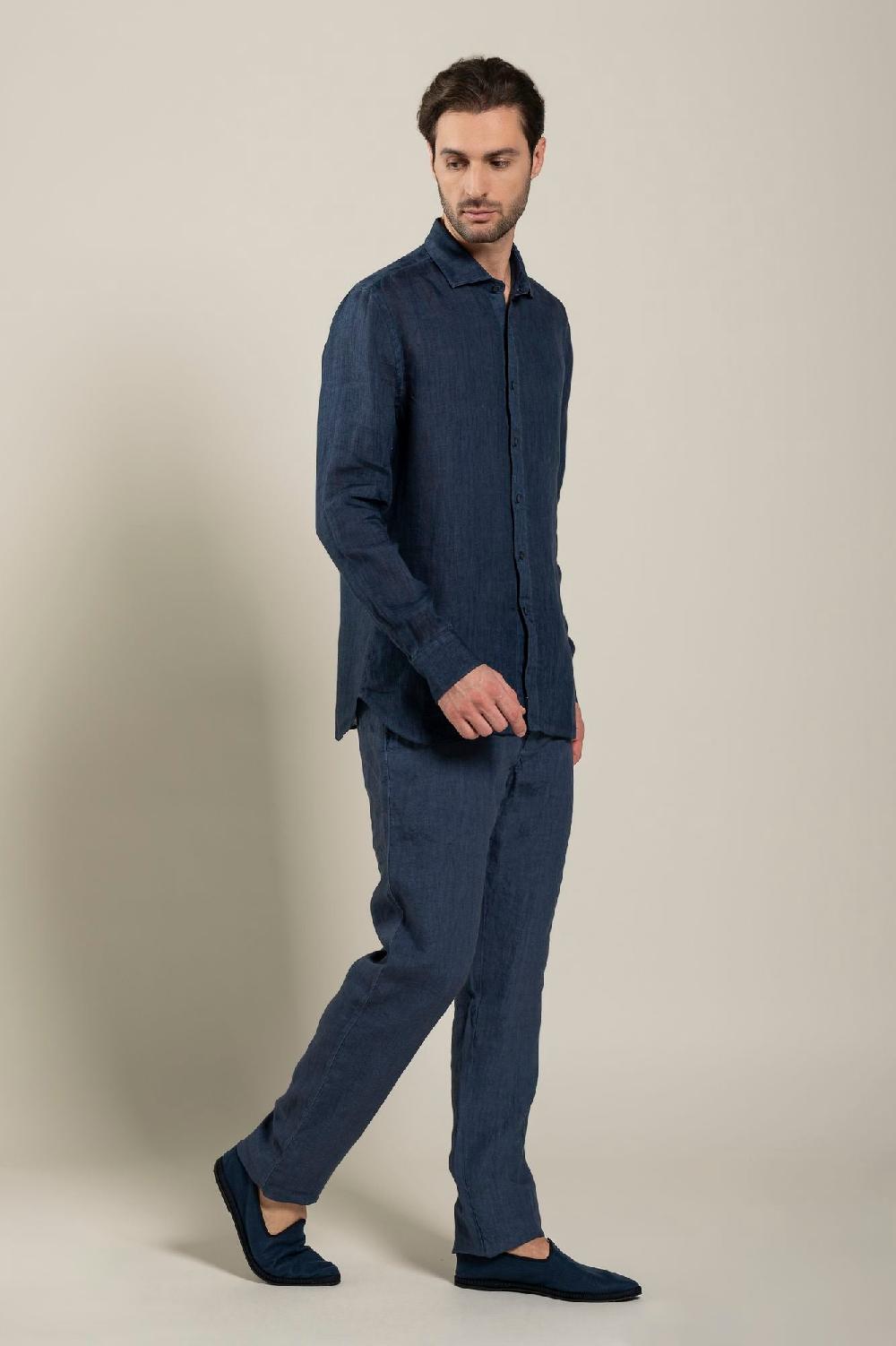 120% Lino Long Sleeve Man Classic Shirt Promozione Limitata