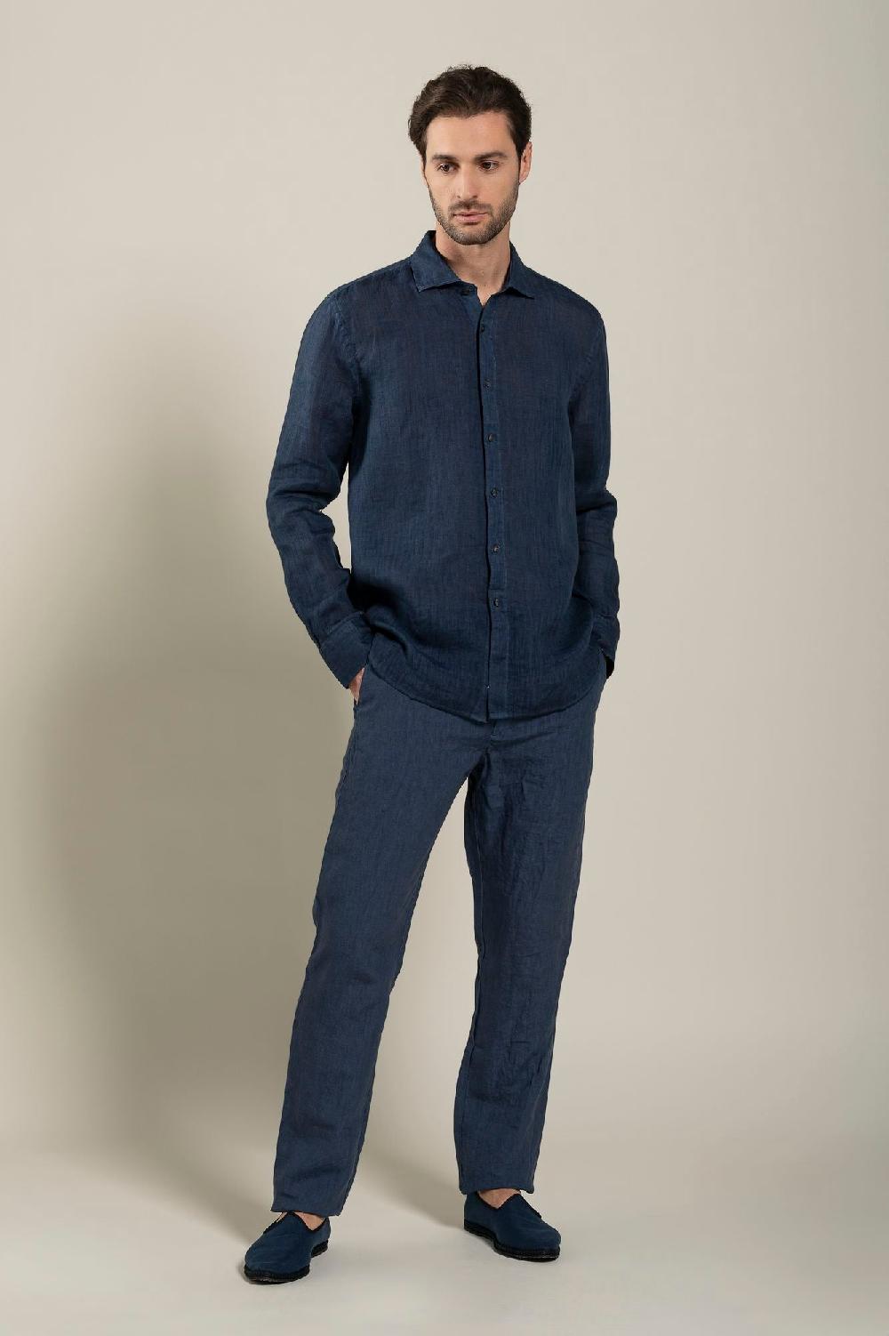 120% Lino Long Sleeve Man Classic Shirt Promozione Limitata