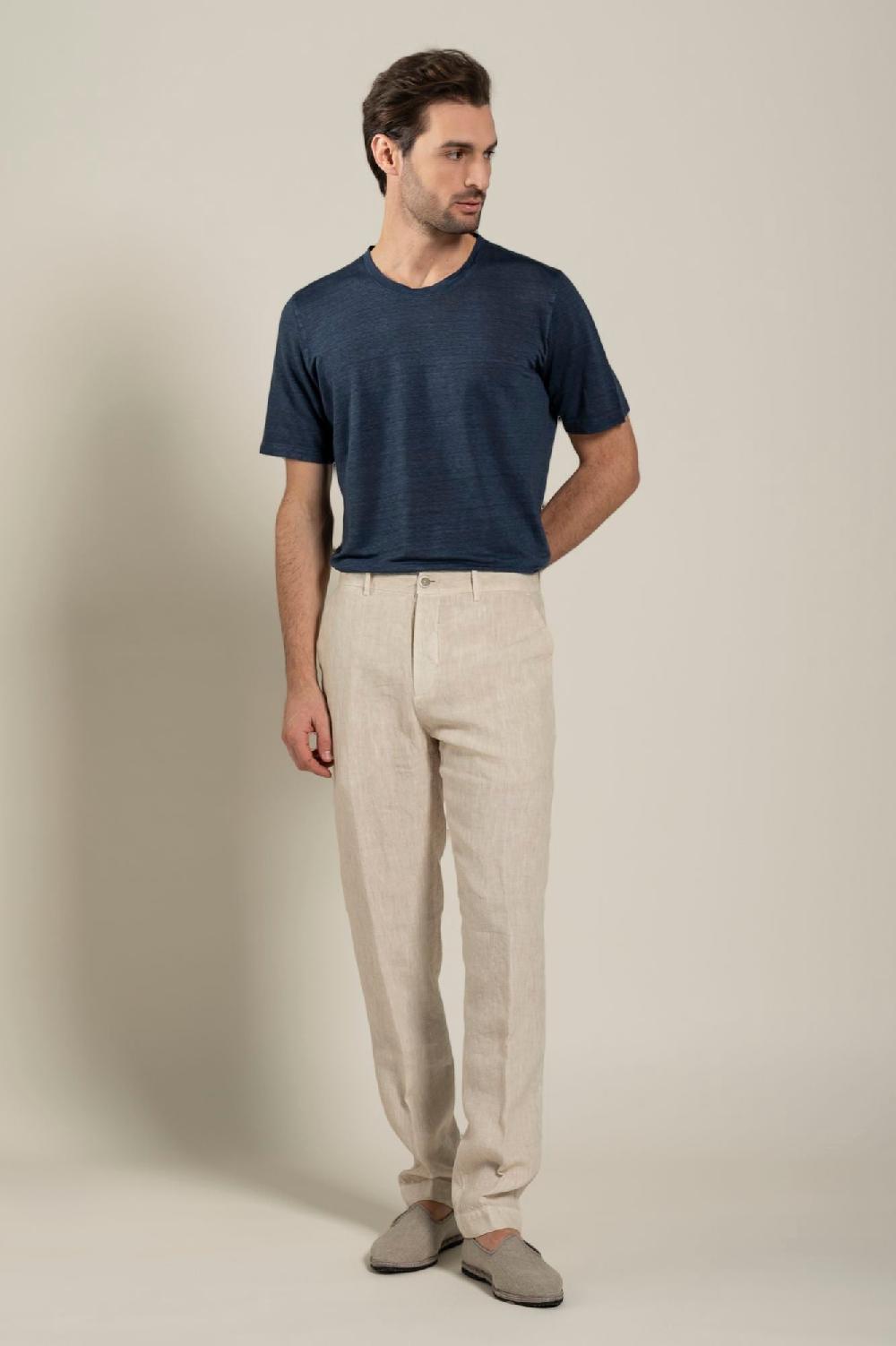 120% Lino Man Melange Chino Pant Fino Al -60%