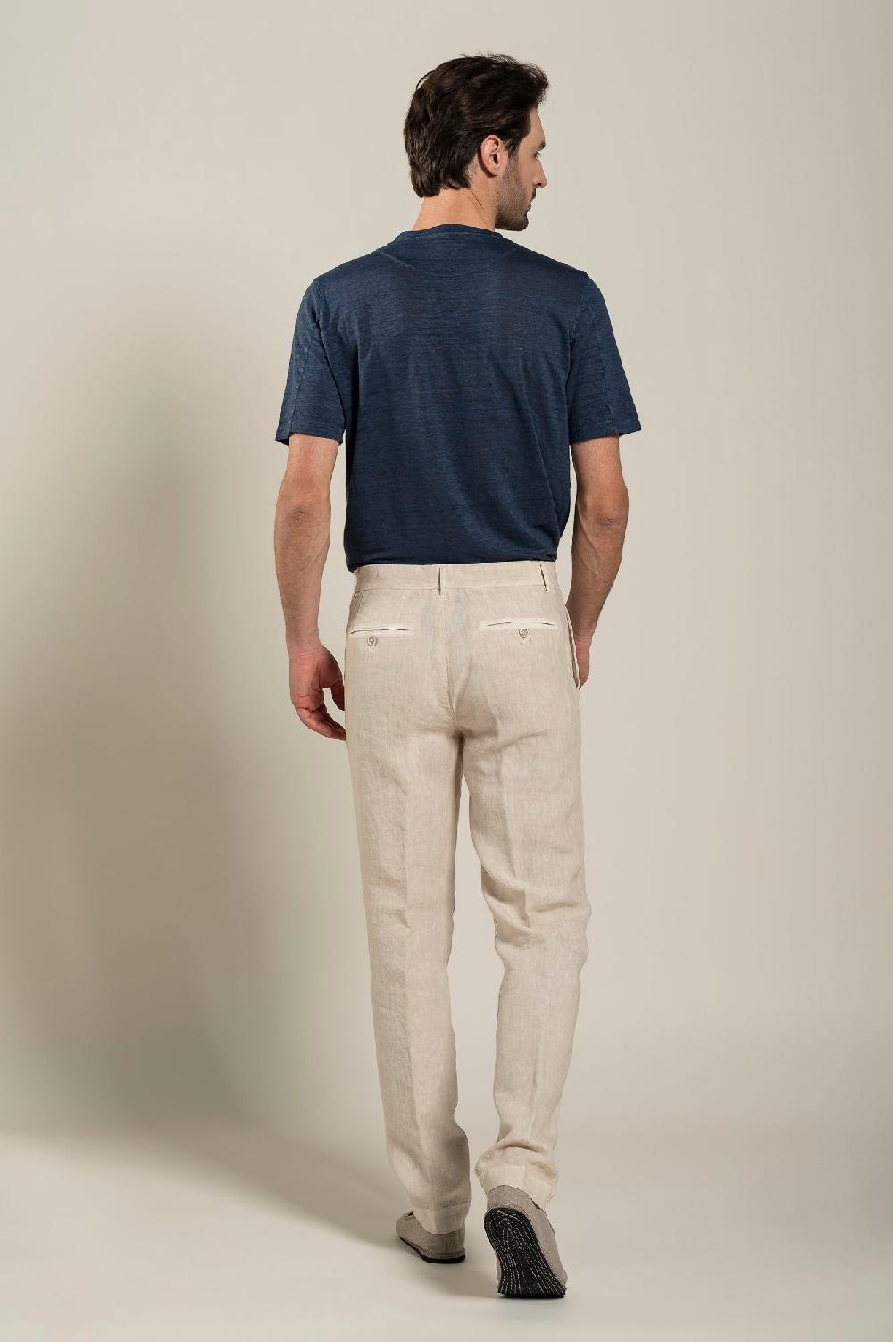 120% Lino Man Melange Chino Pant Fino Al -60%