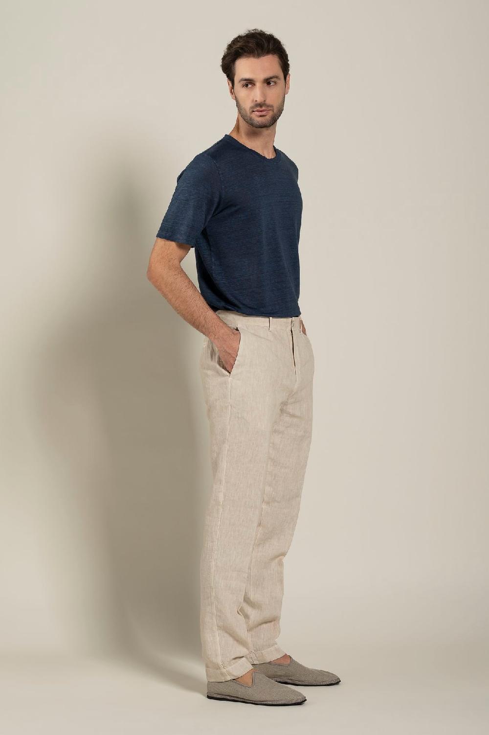 120% Lino Man Melange Chino Pant Fino Al -60%