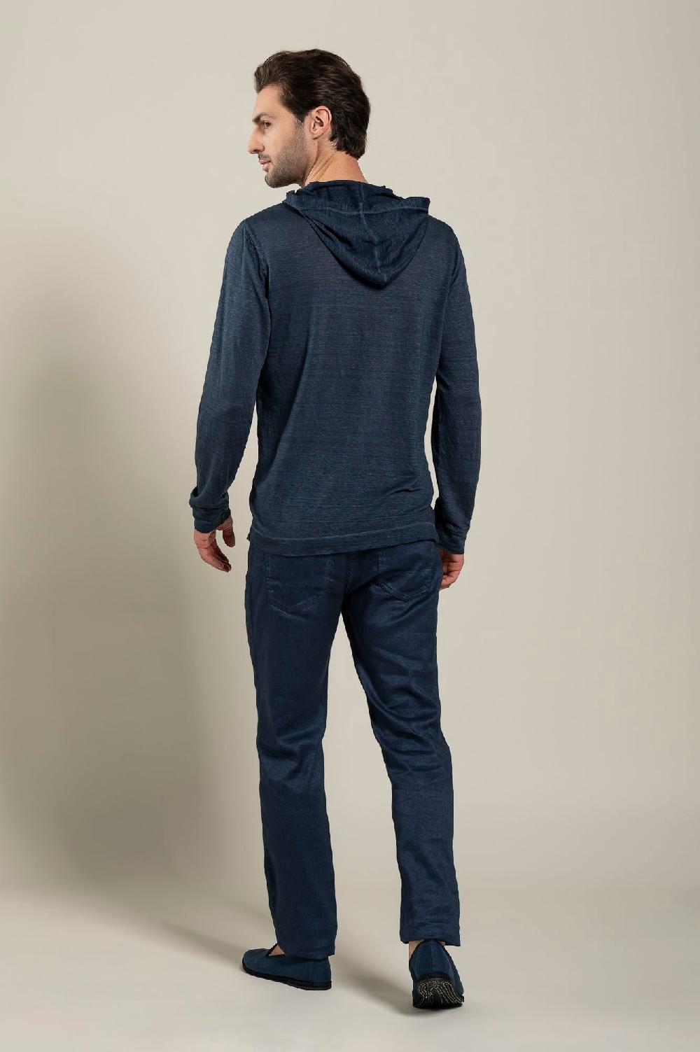 120% Lino Long Sleeve Man T-Shirt With Buttons Shopping Online