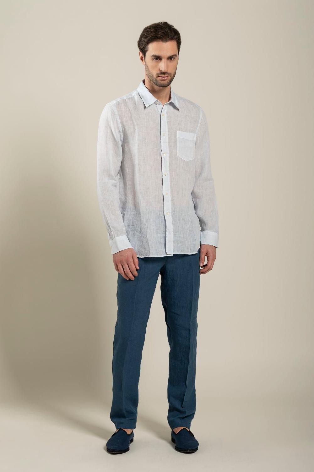 120% Lino Long Sleeve Regular Fit Man Shirt With Pocket Convenienza