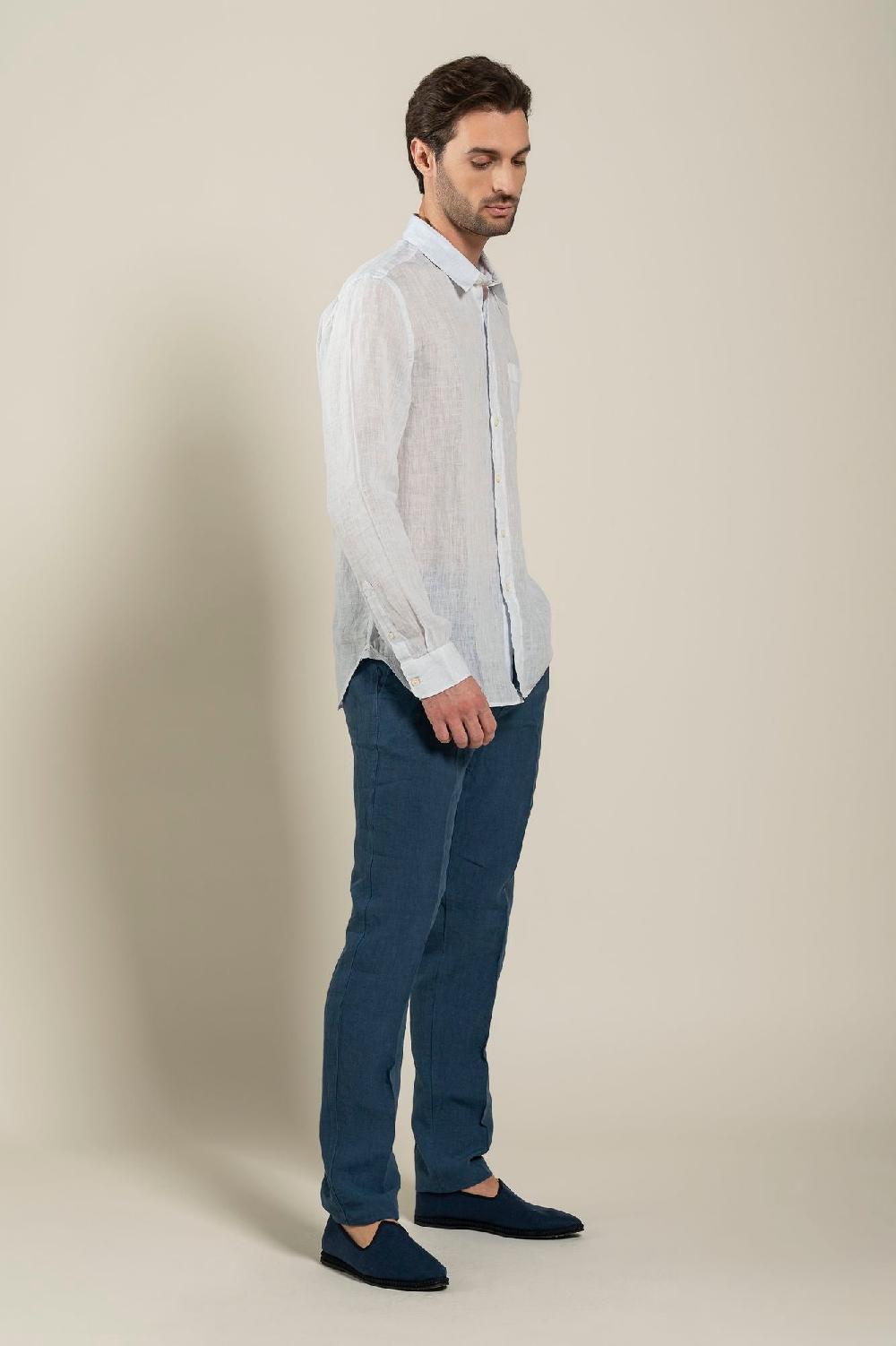 120% Lino Long Sleeve Regular Fit Man Shirt With Pocket Convenienza