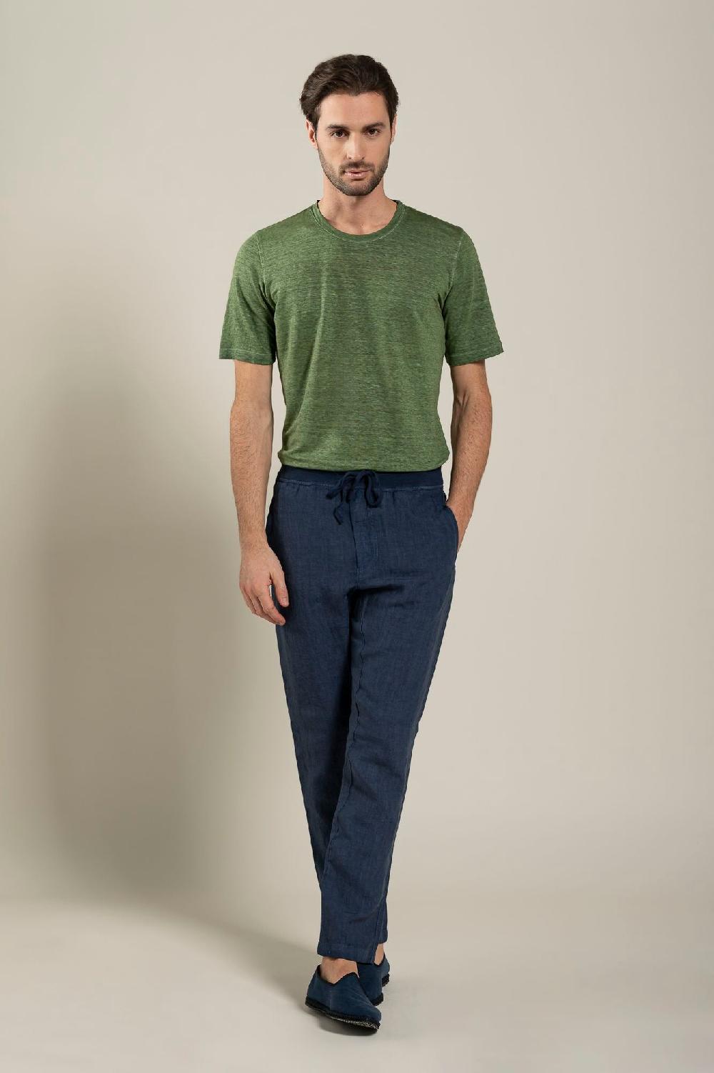 120% Lino Man Melange Drawstring Pant Novità