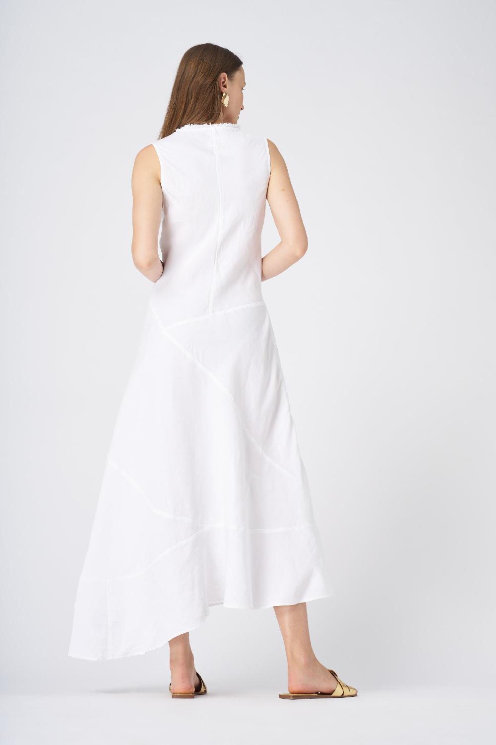 120% Lino Asymmetrical Hem Linen Maxi Dress Presa