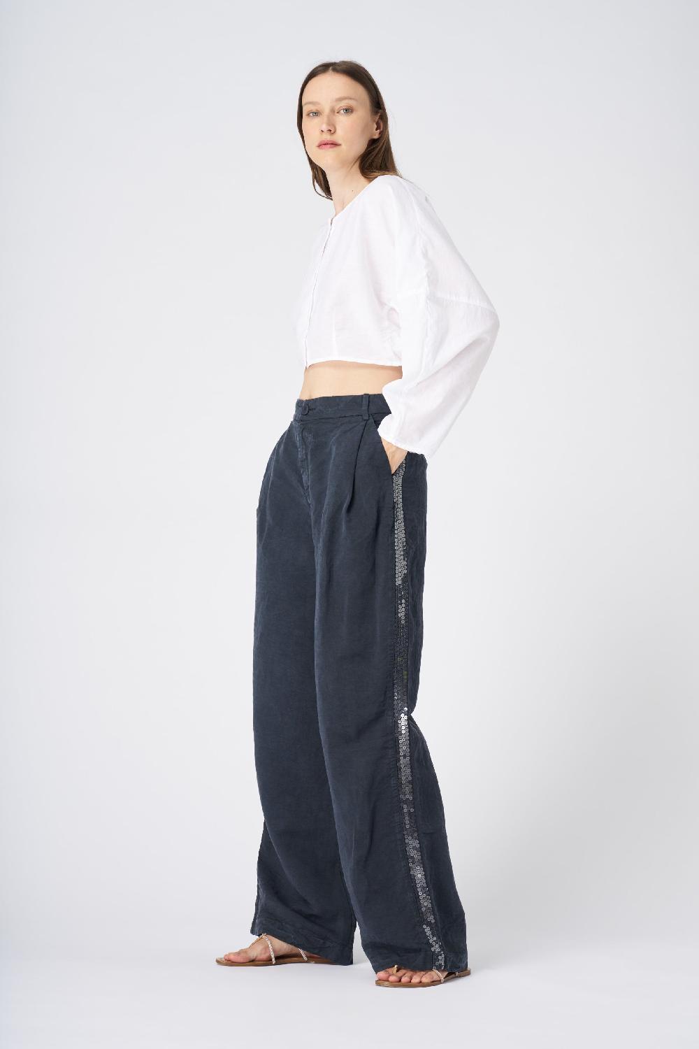 120% Lino Cropped Button-Down Linen Shirt Offerta