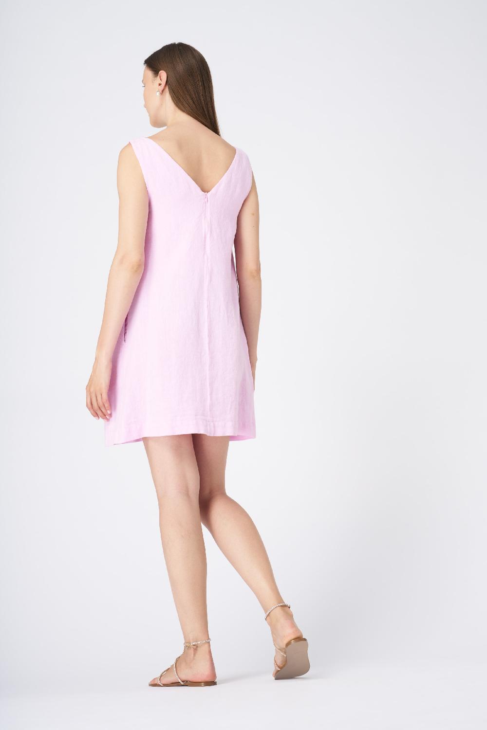 120% Lino Sleeveless A-Line Linen Shift Dress Outlet