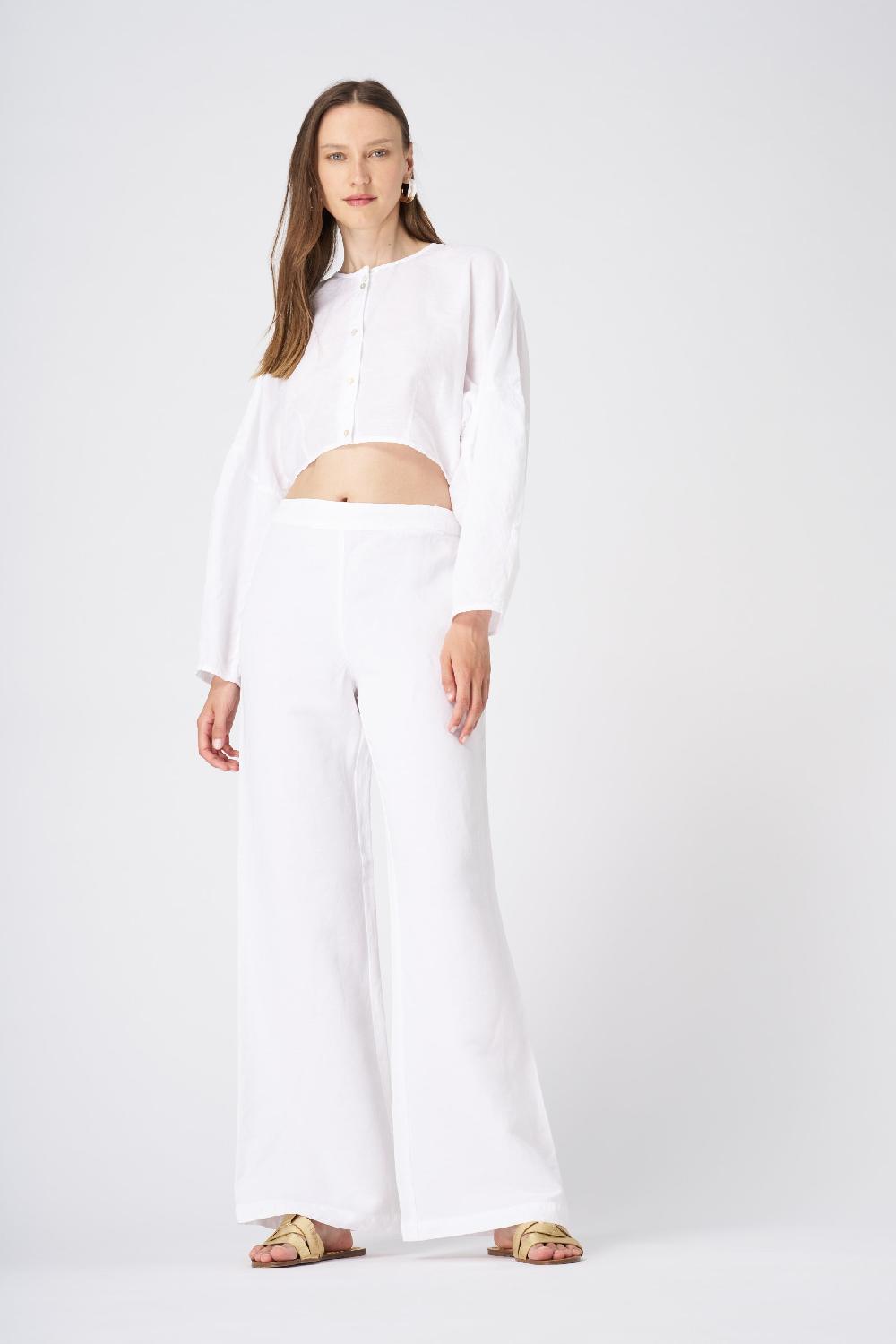 120% Lino Wide-Leg High-Waisted Linen Pants Offerte